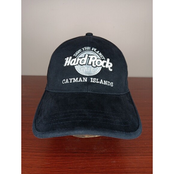 Hard Rock Cafe Cayman Islands Strapback Hat Cap Black Embroidered EUC - Picture 1 of 6
